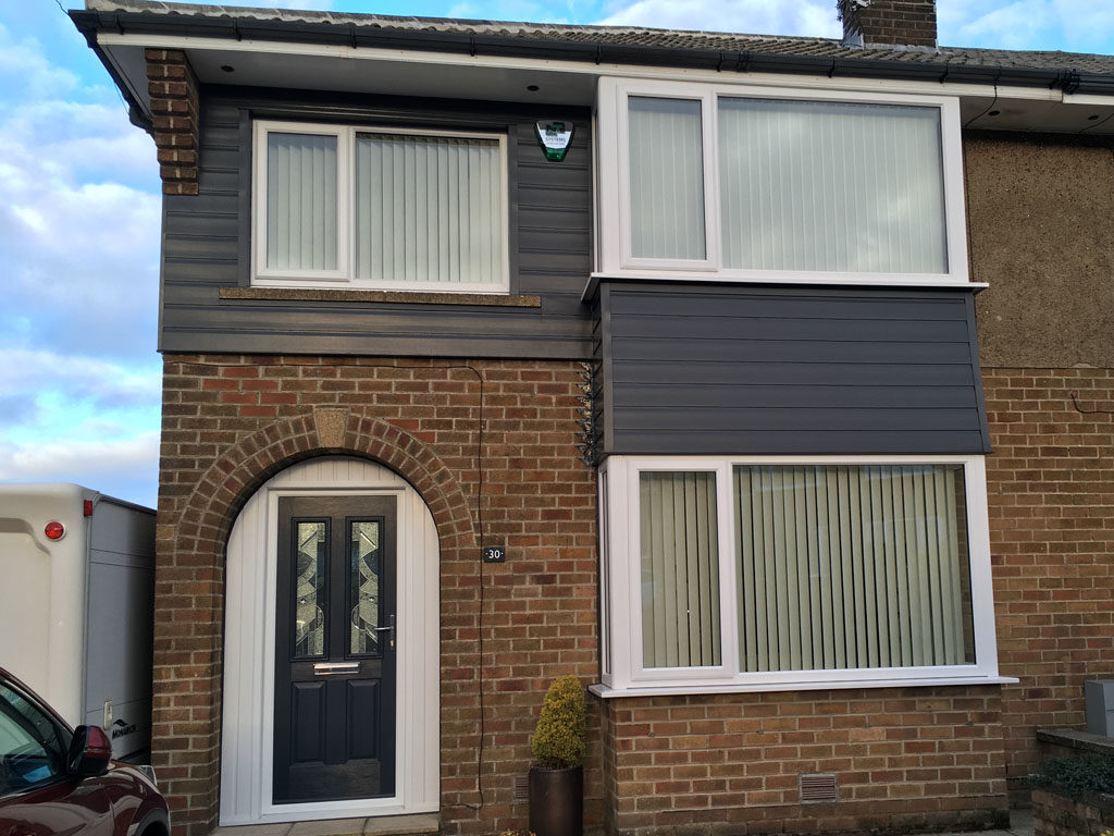 Anthracite Grey Cladding & Composite Door, Modernisation of 70s Home